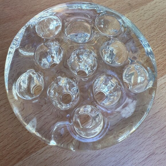 Vintage Glass Floral Frog Clear 3" for Flower Arranging 11 Hole Sections - Picture 2 of 5